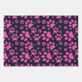 Feuille De Papier Cadeau Empreinte de patte de chien pourpre et noir (Devant 3)