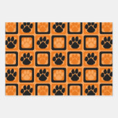 Feuille De Papier Cadeau Empreinte orange, noire et blanche (Devant)