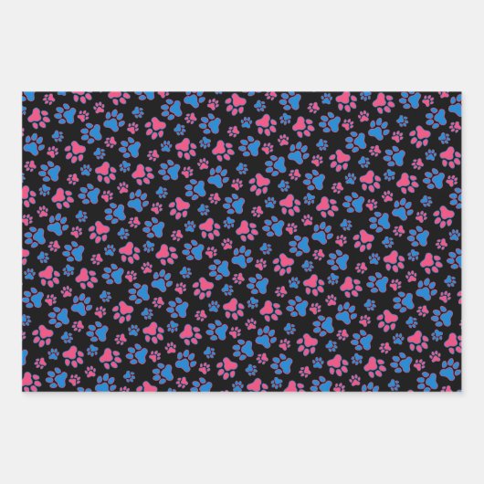 Feuille De Papier Cadeau Empreintes de pattes (Devant)