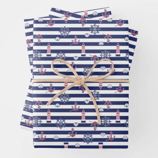 Feuille De Papier Cadeau En Bord De Mer Motif (En situation)