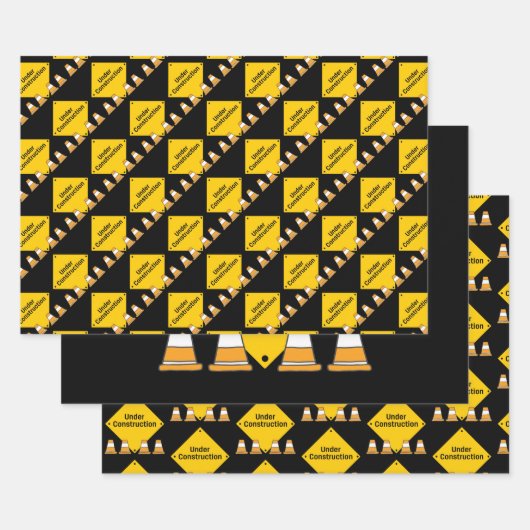 Feuille De Papier Cadeau En construction avec des cônes (Lot)