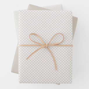 Feuille De Papier Cadeau En vichy beige neutre et points simple bébé classi