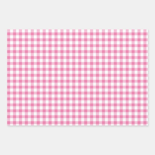 Feuille De Papier Cadeau En vichy classique Fuchsia (Devant 2)