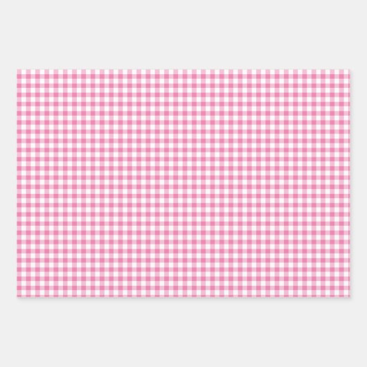 Feuille De Papier Cadeau En vichy classique Fuchsia (Devant)