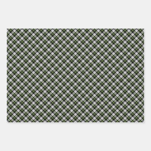 Feuille De Papier Cadeau En vichy classique traditionnel rouge vert noir bl (Devant 3)