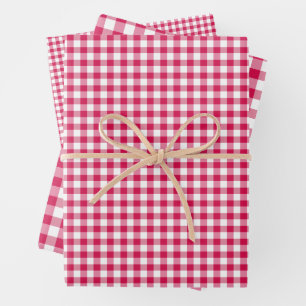 Feuille De Papier Cadeau En vichy framboise classique