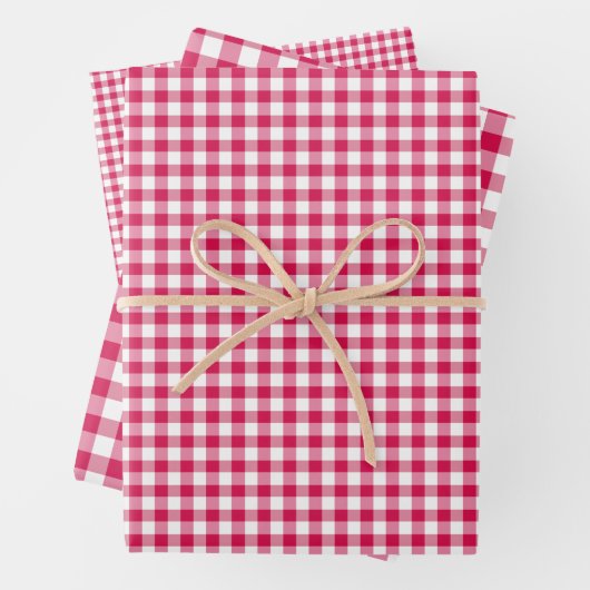 Feuille De Papier Cadeau En vichy framboise classique (En situation)