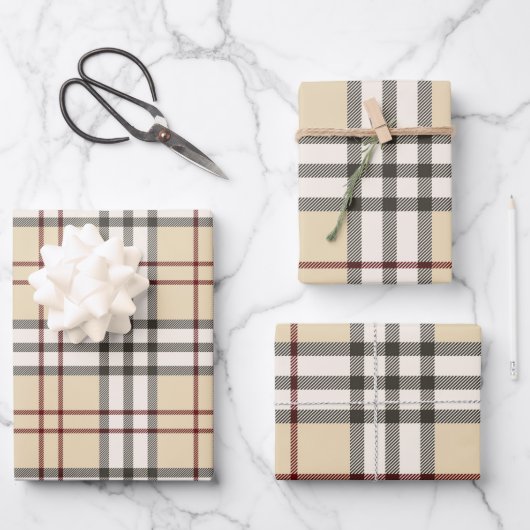 Feuille De Papier Cadeau En vichy tan et bison blanc (Recto)