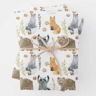 Feuille De Papier Cadeau Enchanted Forest Animaux Baby shower Cadeau
