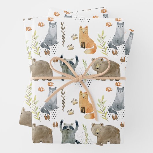 Feuille De Papier Cadeau Enchanted Forest Animaux Baby shower Cadeau (En situation)
