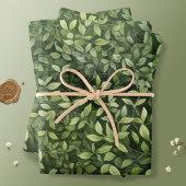 Feuille De Papier Cadeau Enchanter la verdure de la forêt d'aquarelles