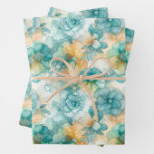 Feuille De Papier Cadeau Encre d'alcool jaune turquoise Illustration Moyen (En situation)