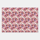 Feuille De Papier Cadeau Encre d'alcool rose et violet à fleurs Petite impr (Devant)