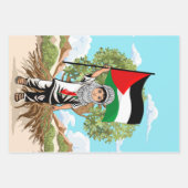 Feuille De Papier Cadeau Enfant avec Keffiyeh Palestine Drapeau et olivier (Devant 2)
