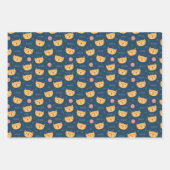 Feuille De Papier Cadeau Enfants Cute Kitty Chat Face à Empreintes de patte (Devant)