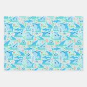 Feuille De Papier Cadeau Enfants D'Anniversaire Du Requin En Mer (Devant 2)