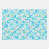 Feuille De Papier Cadeau Enfants D'Anniversaire Du Requin En Mer (Devant)