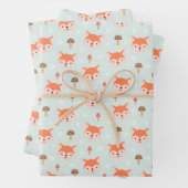 Feuille De Papier Cadeau Enfants Jote Cartoon Fox Visite Champignons (En situation)
