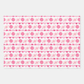 Feuille De Papier Cadeau Enfants Saint-Valentin Rouge rose Coeurs blancs Fl (Devant)