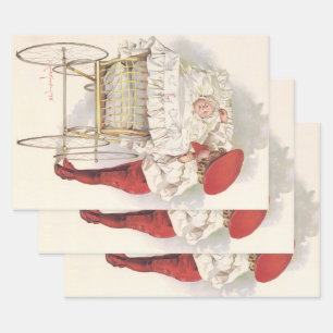 Feuille De Papier Cadeau Enfants victoriens vintage, enfant et bébé dans un
