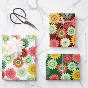 Feuille De Papier Cadeau Engrenages à motifs