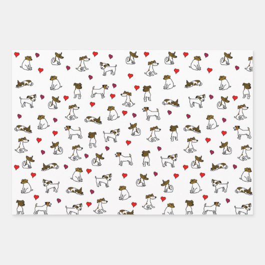 Feuille De Papier Cadeau Ensemble cadeau Jack Russell Terrier Cartoon (Devant)
