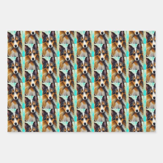 Feuille De Papier Cadeau Ensemble d'art pour chiens (Devant 3)