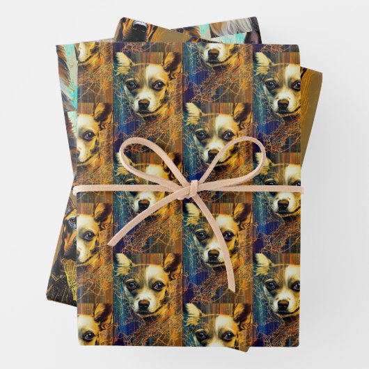 Feuille De Papier Cadeau Ensemble d'art pour chiens (En situation)