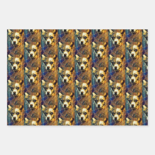 Feuille De Papier Cadeau Ensemble d'art pour chiens (Devant)