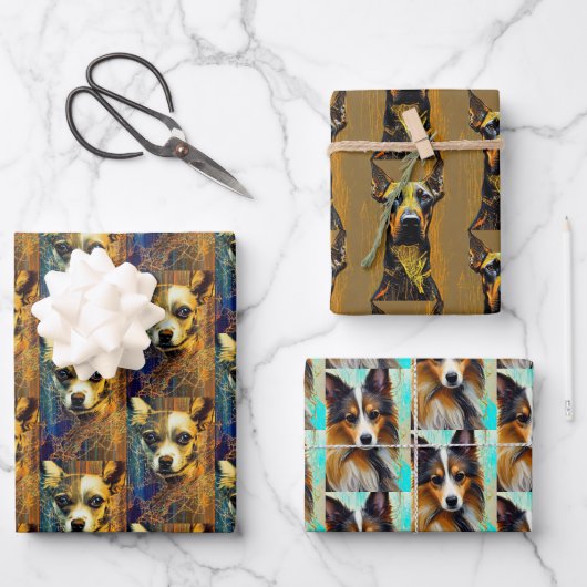 Feuille De Papier Cadeau Ensemble d'art pour chiens (Recto)