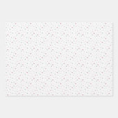 Feuille De Papier Cadeau Ensemble de 3 mini-étoiles et cœurs rose poudré et (Devant 3)