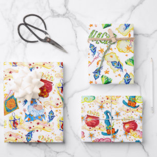 Feuille De Papier Cadeau Ensemble de 3 papiers cadeaux Magique du Magicien