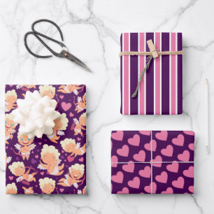 Feuille De Papier Cadeau Ensemble de 3 papiers cadeaux Saint-Valentin Cupid