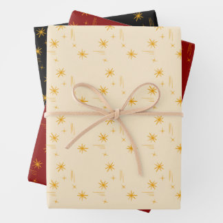 Feuille De Papier Cadeau Ensemble de 3 papiers d'emballage avec petites éto