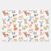Feuille De Papier Cadeau Ensemble de 3 papiers d'emballage de chats mignons (Devant 2)