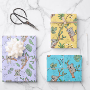 Feuille De Papier Cadeau Ensemble de 3 papiers d'emballage de koala d'Austr