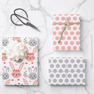 Feuille De Papier Cadeau Ensemble de 3 papiers d'emballage de printemps Lap