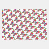 Feuille De Papier Cadeau Ensemble de 3 papillons arc-en-ciel (Devant)