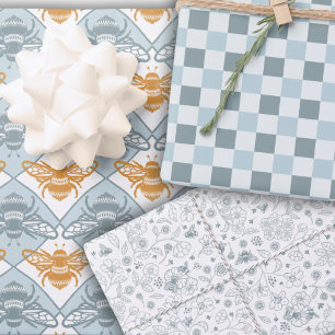 Feuille De Papier Cadeau Ensemble de correspondance de motif d'abeilles à m