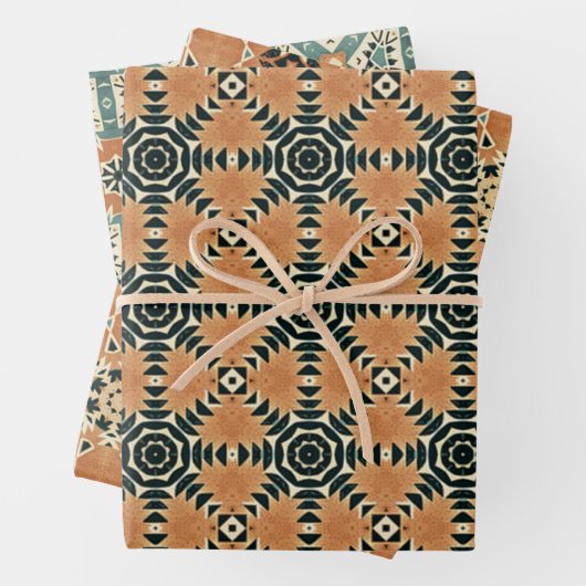 Feuille De Papier Cadeau Ensemble de Motifs d'art Boho américain 1 (En situation)
