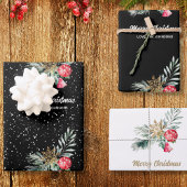 Feuille De Papier Cadeau Ensemble de script de Noël noir et blanc moderne
