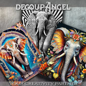 Feuille De Papier Cadeau Ensemble de thèmes éléphants - Découpage -