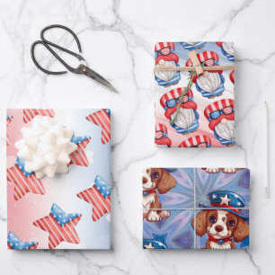 Feuille De Papier Cadeau Ensemble du 4 juillet de 3