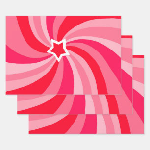 Feuille De Papier Cadeau Ensemble Étoile Tourbillon Moderne Rouge Rose
