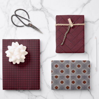 Feuille De Papier Cadeau Ensemble Masculin Rouge Foncé