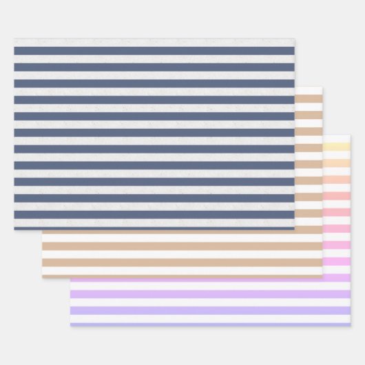 Feuille De Papier Cadeau Ensemble rayé de 3 (Lot)