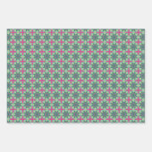 Feuille De Papier Cadeau Ensemble rose vert de printemps (Devant)