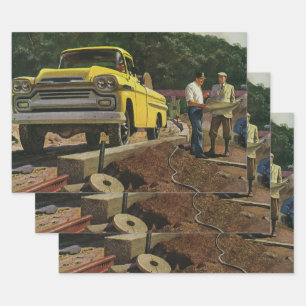 Feuille De Papier Cadeau Entrepreneur vintage en construction d'architectes