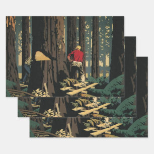 Feuille De Papier Cadeau Entreprise Vintage, Forêt de Séquoias de l'Industr