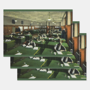 Feuille De Papier Cadeau Entreprise Vintage, Journalistes dans un bureau de
